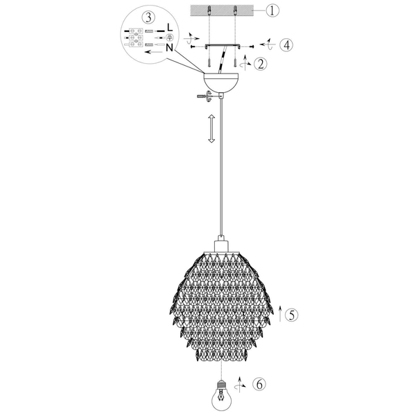 Kryształowa lampa wisząca PETTY R30451906 RL Light glamour crystals ananas chrom