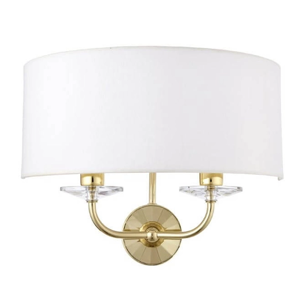 Podwójny kinkiet Nixon 70562 Endon z kloszem vintage ecru mosiądz