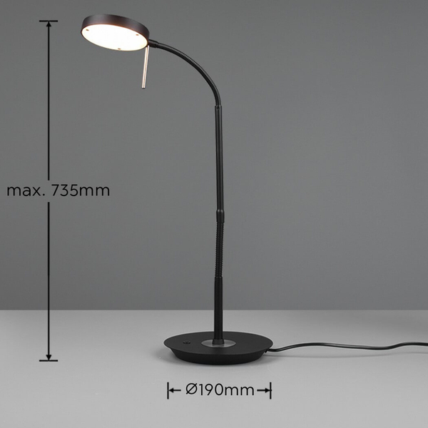 Stołowa lampka do sypialni NEMIO DL132523310 LED 12W 2300-4000K czarna
