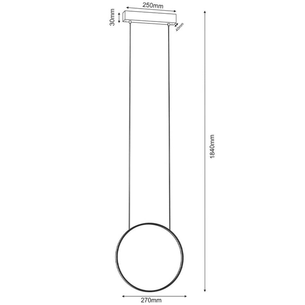Lampa zwisowa nad stół AGARO 5306 Shilo LED 9W 3000K obręcz czarna