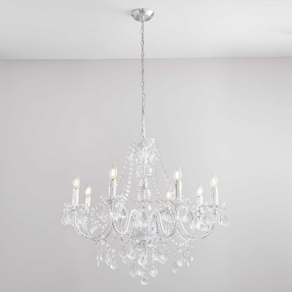 Żyrandol glamour świecznikowy Clarence 308-8CL Endon chrom przezroczysty