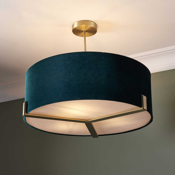 Lampa wisząca z abażurem Hayfield 95839 Endon do sypialni zielona złota