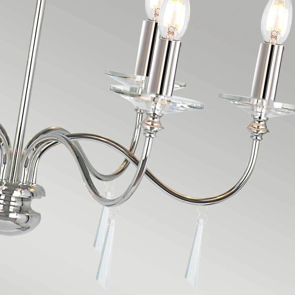 Abażurowy żyrandol Finsbury Park FP6-POL-NICKEL+6xLS162 Elstead na łańcuchu nikiel