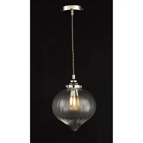 Szklana wisząca lampa Mya MYA0138 do salonu nad stół nikiel