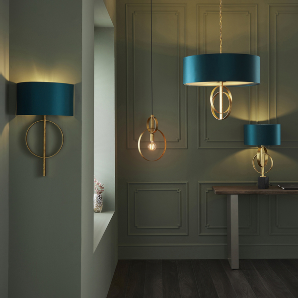 Stołowa lampa ringi L&-195221 Light& z abażurem morskim złota