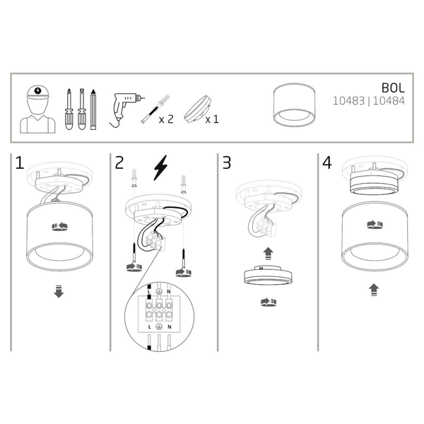 Lampa sufitowa punktowa Bol 10484 Nowodvorski IP54 tuba metalowa czarna