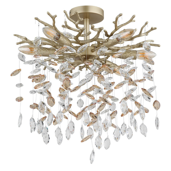 Kryształowa sufitowa lampa Queena 64138DG do salonu glamour złoty