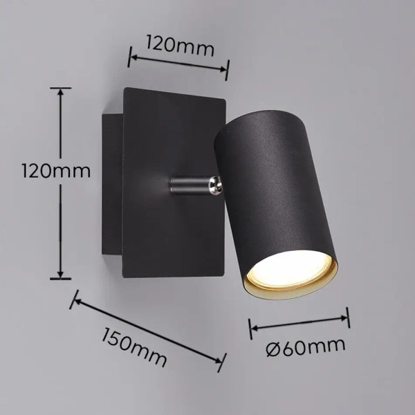Nowoczesna lampa ścienna MARLEY 802400132 czarna tuba 1xGU10 IP20