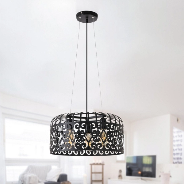 LAMPA wisząca ALESSANDRA 2158 Rabalux metalowa OPRAWA ażurowy zwis vintage czarny