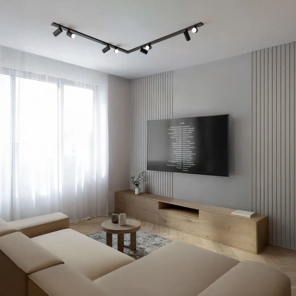 Narożna lampa sufitowa Bora 1624 listwa ze spotami czarny