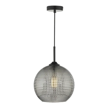 Kulista wisząca lampa Soren SOR0110 teksturowana kula przydymiona czarny