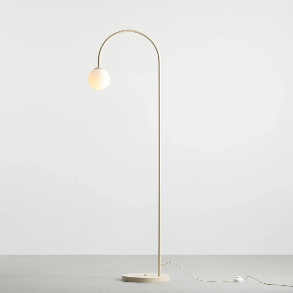 Skandynawska lampa podłogowa UNA 1116A9 łukowa kremowa