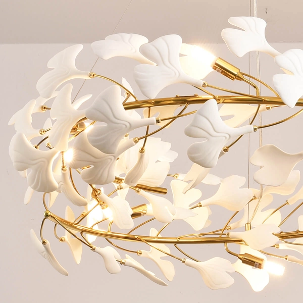 Wisząca lampa BOTANIKA XY080P-80 Step do jadalni glamour biała złota