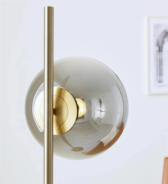 Stojąca lampa pokojowa Dione podłogowa przydymiona złota