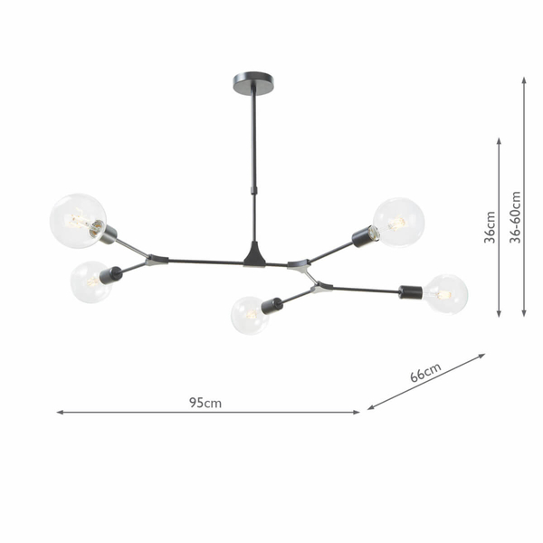 Wisząca lampa do jadalni Euphemia EUP0539 Dar Lighting molekuły czarne