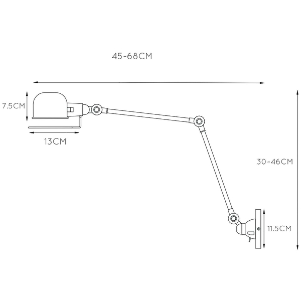 Regulowana LAMPA ścienna HONORE  45252/11/97 Lucide industrialna OPRAWA metalowy kinkiet rdzawy brąz szary