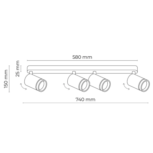 Sufitowa lampa do sypialni Jet 6916 sople z regulacją czarna