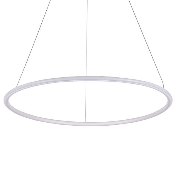 LAMPA wisząca MDECO SLIM/000012/4000/W metalowa OPRAWA futurystyczna LED 43W 4000K zwis pierścień ring biały