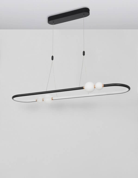 Owalna lampa wisząca Fria szklane kule LED 44,2W 3000K białe czarne