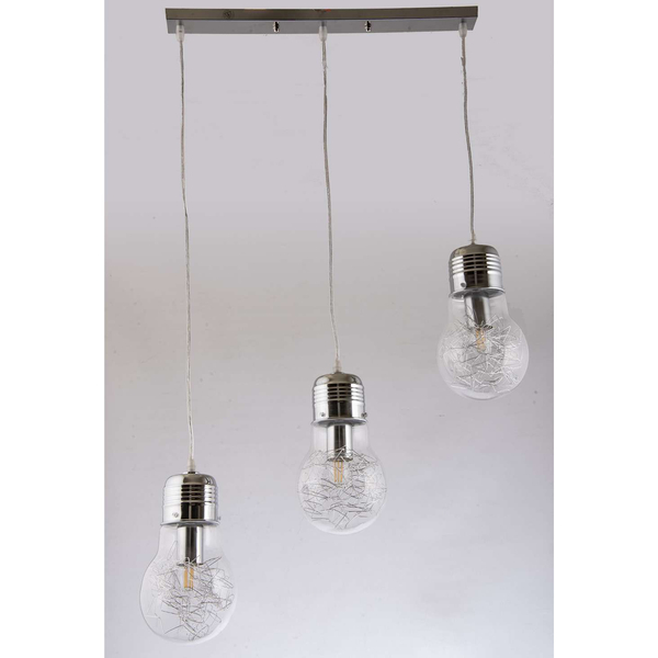 Lampa wisząca VEN W-601/3 CR+CLEAR szklana żarówki chrom przezroczyste