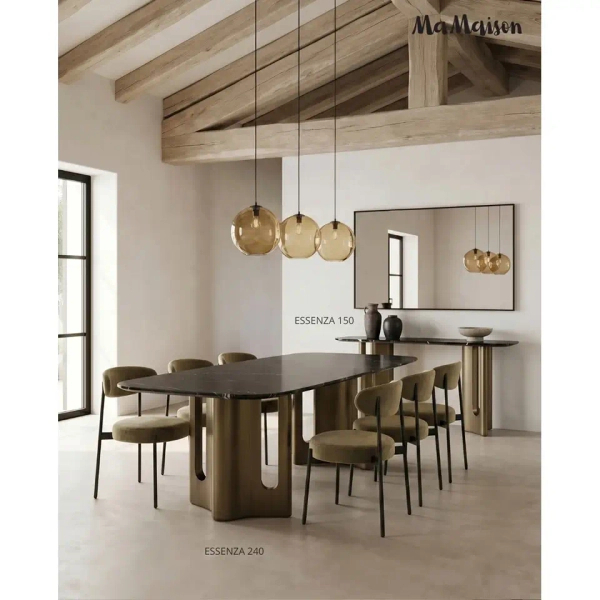Stół ESSENZA MM001501100385 czarny złoty dekor marmuru metal 240x120cm