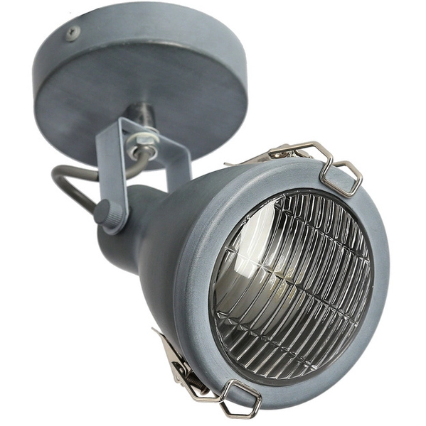 Industrialna lampa kinkiet CRODO 91-71101 reflektorek regulowany szary
