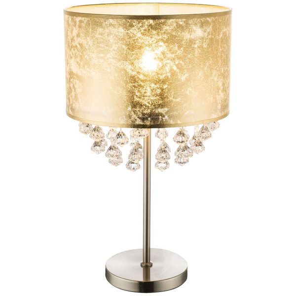 Stojąca LAMPKA nocna AMY 15187T3 Globo abażurowa LAMPA stołowa z kryształkami glamour crystal złota przezroczysta