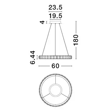Wisząca lampa z kryształkami MONTALO LE45402 LED 35W 3000K glamour srebrna