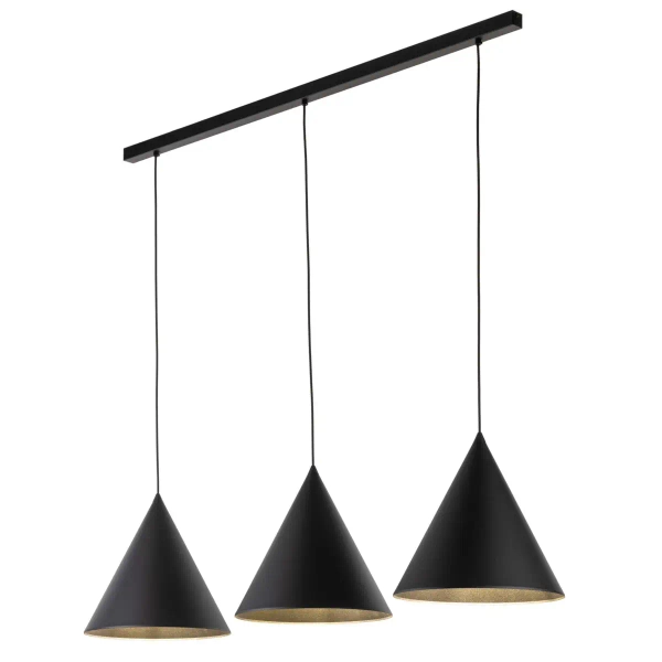 Lampa wisząca potrójna CONO 10060 do salonu trójkątna czarny