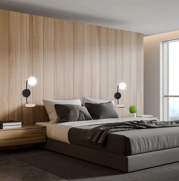 Loftowa lampa ścienna Ponio do gabinetu ball czarna biała