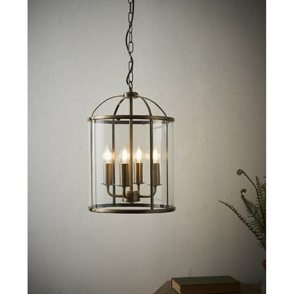 Lampa wisząca szklana kopuła antyczny mosiądz Lambeth OUTLET