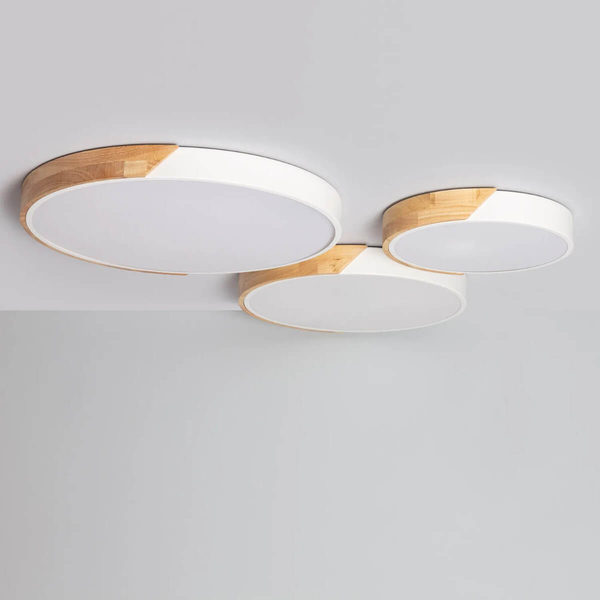 Salonowy plafon Lagio ABR-PLOL-B-40W LED 36W 3000-5700K biały drewniany