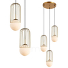 Druciana LAMPA wisząca MATTY MDM-3939/3 GD Italux metalowa OPRAWA drut ZWIS kule balls KASKADA klatki loft złote