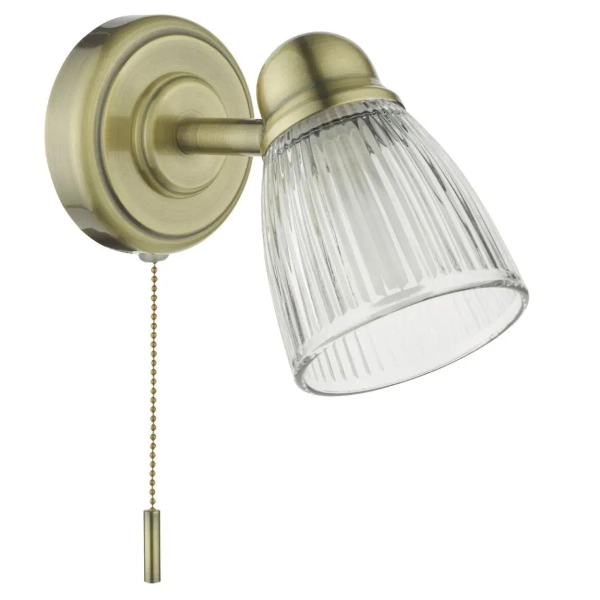 Szklana naścienna lampa Cedric CED0775 do łazienki IP44 mosiądz