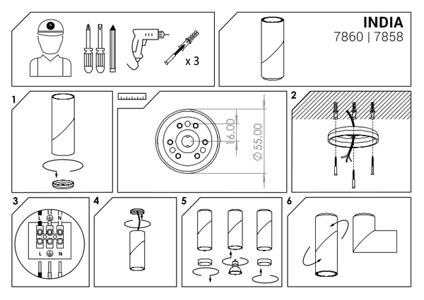 Regulowany spot sufitowy India 7858 biały reflektorek nad łóżko