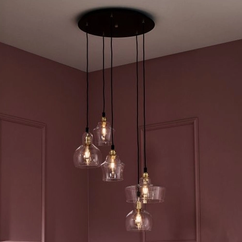 Lofrowa LAMPA wisząca LONGIS 10878505 Kaspa szklana OPRAWA skandynawski ZWIS kaskada złota przezroczysta czarna