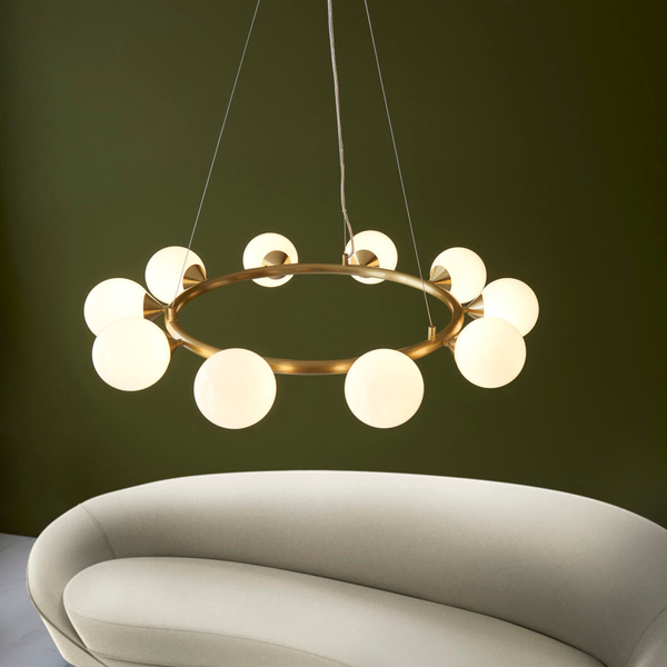 Molekułowa lampa wisząca L&-1106008 nad stół mosiądz biały