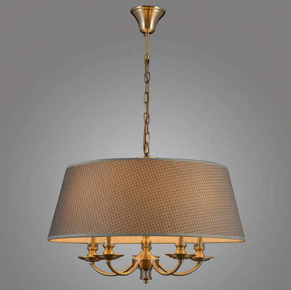 Żyrandol LAMPA wisząca ZANOBI PND-43272-5A Italux abażurowa OPRAWA zwis na łańcuchu klasyczny brąz antyczny szary