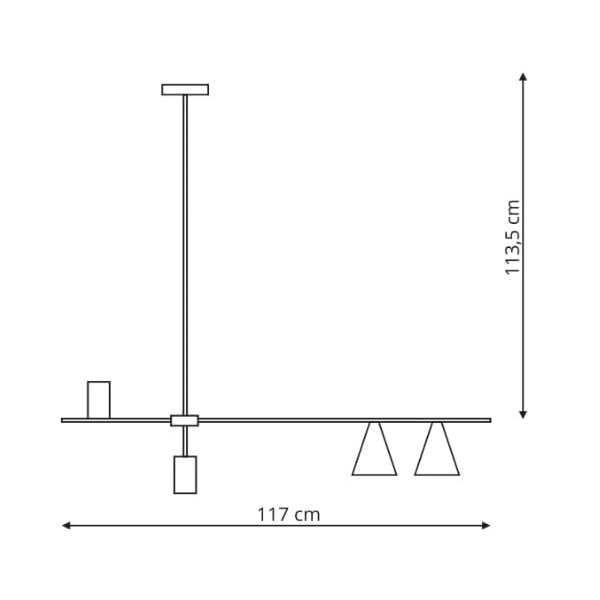 Wisząca lampa do sypialni ARIZONA LP-074/4PL BK/GD złote tuby na listwie zwis