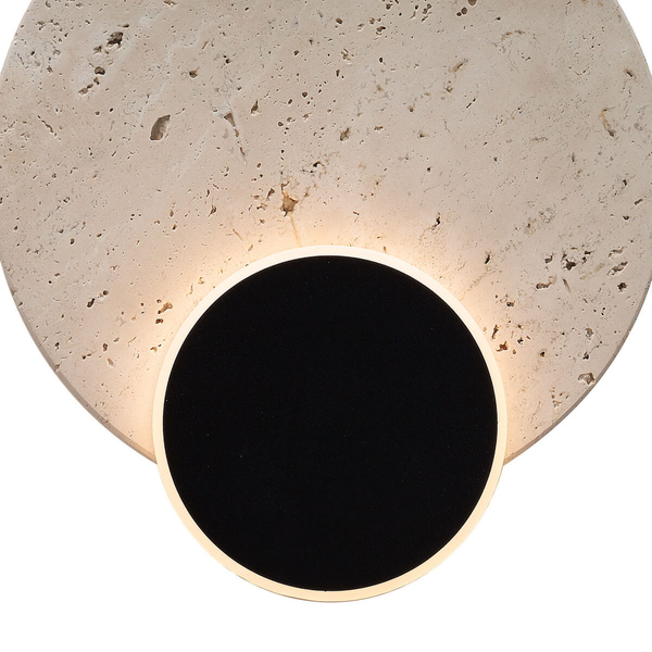 Kamienny kinkiet ścienny TRAVERTINO W0395 LED 14W 3000K czarny biały