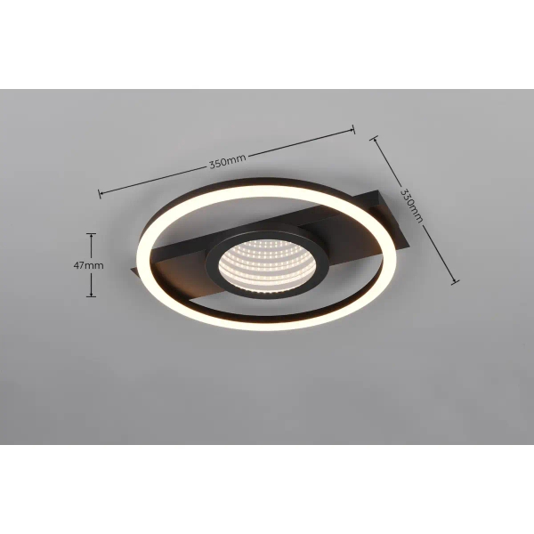 Nowoczesny plafon do salonu Wheeler R64801132 LED 16W 3000K czarny