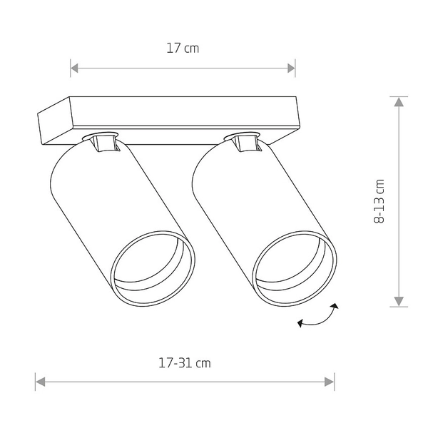 Minimalistyczna lampa pokojowa Mono 7841 czarne tuby ruchome hol