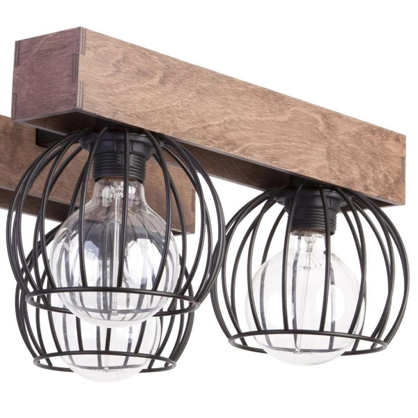 Plafon Lampa sufitowa MILAN 31575 Sigma industrialna OPRAWA druciane klatki drewniane belki drewno brązowe