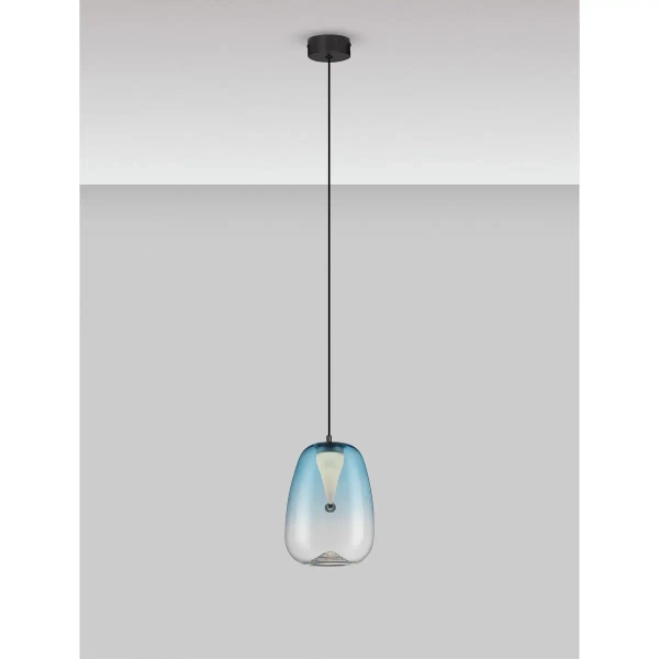 Lampa wisząca szklana JAREVIA LE45124 LED 3W 3000K nad wyspę niebieska