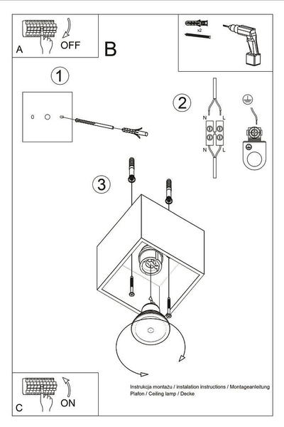 Downlight LAMPA sufitowa SL.0489 betonowa OPRAWA kostka cube