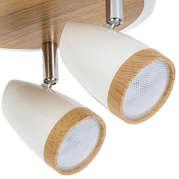 Plafon LAMPA sufitowa KAREN 5566 Rabalux okrągła OPRAWA skandynawska LED 12W 3000K regulowane reflektorki drewno białe