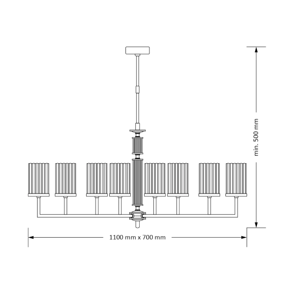 Sypialniany żyrandol ryflowany Artu Ryfel ART-ZWL-8 (ZM) R mosiądz