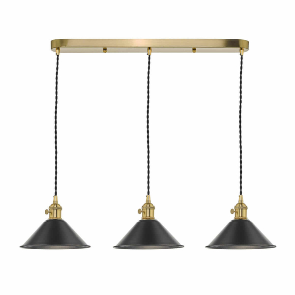 Lampa wisząca nad wyspę Hadano HAD3640-02 Dar Lighting potrójna czarna mosiądz