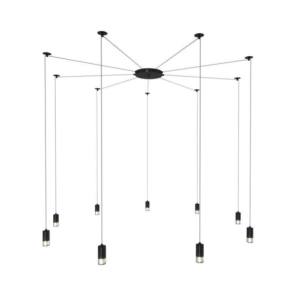 Żyrandol podwieszany do salonu Linea XT005-9P Step pająk czarny