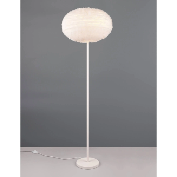 Podłogowa lampa do salonu Furry R41581001 plusz biały